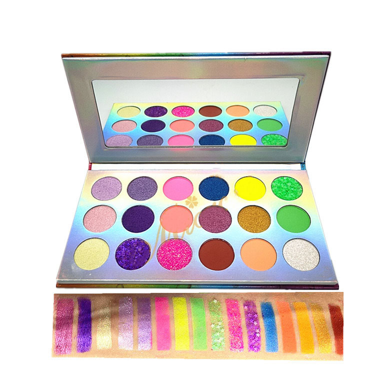 18-Color Fluorescent Eyeshadow Palette High Gloss Matte Pearlescent Rainbow Palette Luminous Makeup Palette