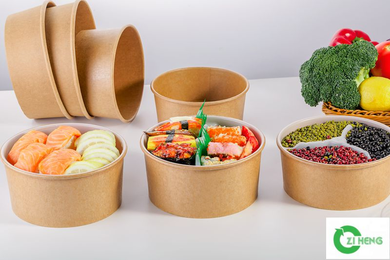 Custom Disposable Kraft Paper Soup Rice Noodle Bowl with Coating