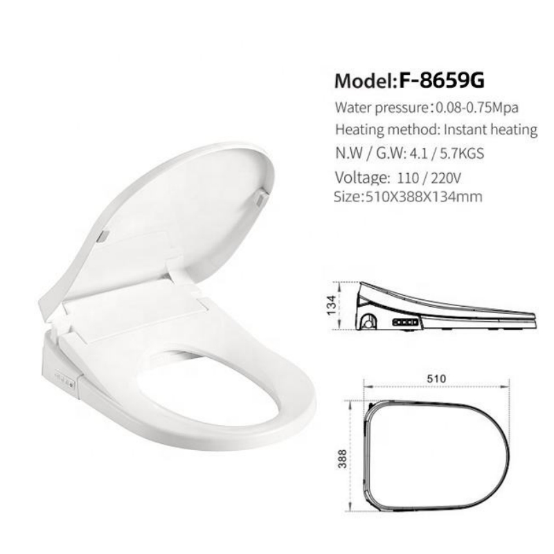 Smart Bidet Seat Intelligent Toilet Seat with Soft Close Dual Nozzle Self-Cleaning