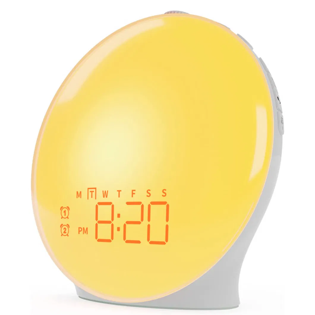 Light LED Alarm Clock Bedside Table Lamp Night RGB Sunset USB Sleeping Digital Timer Wake up Light Sunrise Alarm Clock