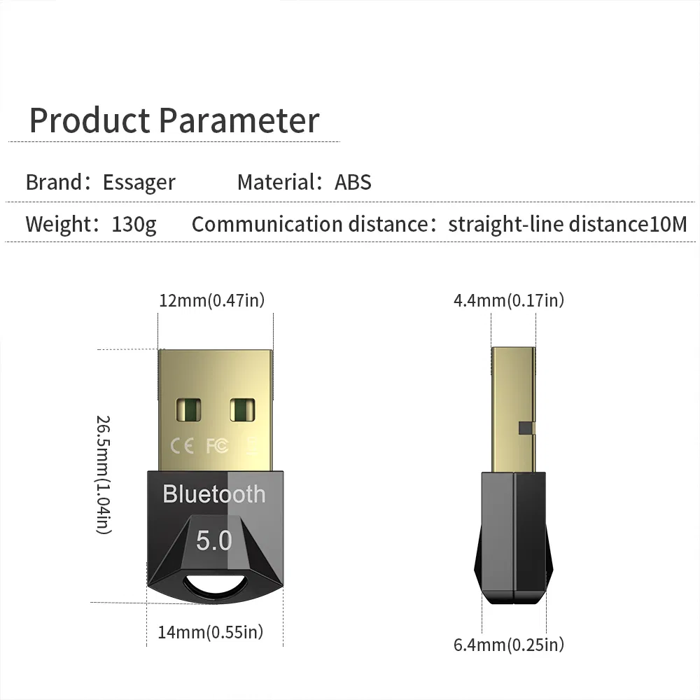 Essager Mini USB 5.0 Bluetooth Adapter Computer Wireless Audio 2 in 1 Receiver Transmitter