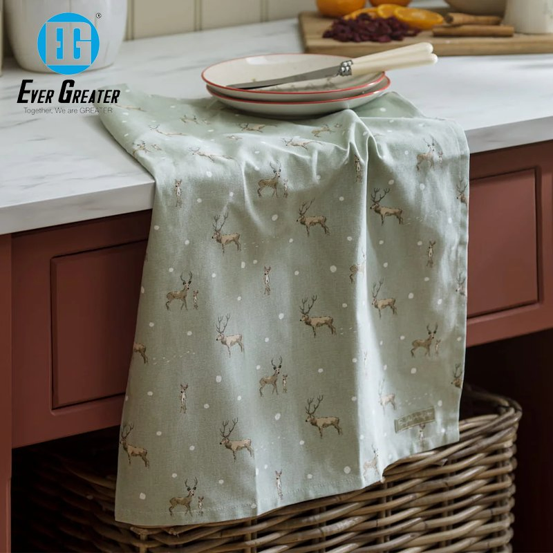 Custom Organic Cotton Kitchen Towels High Quality Cotton Printed Kitchen Towel