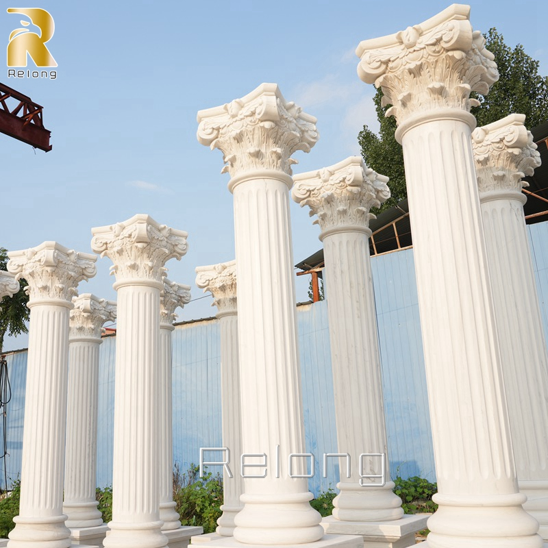 Custom Size Natural Marble Round Stone Columns Pillar Wholesaler