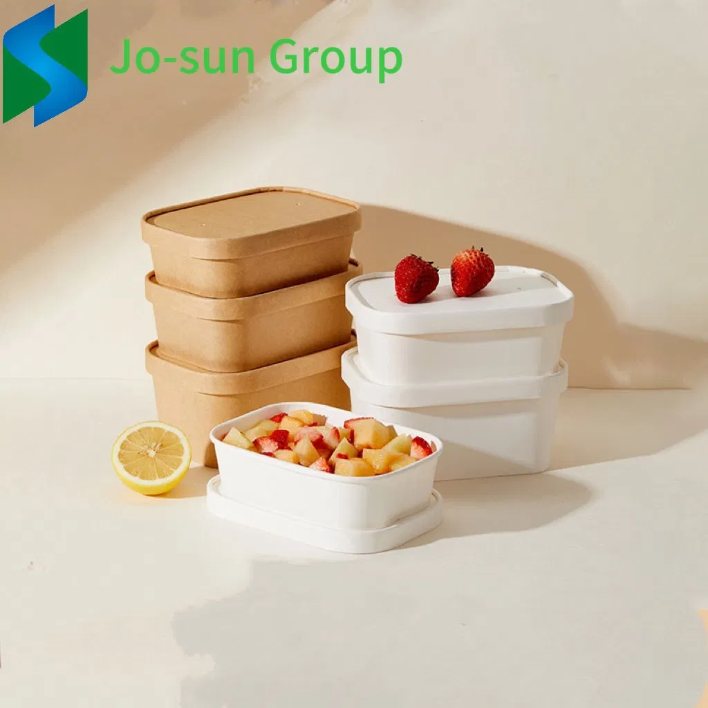 Jo-Sun Rectangular Paper Box Disposable Kraft Paper Bowl Take Away Salad Paper Lid