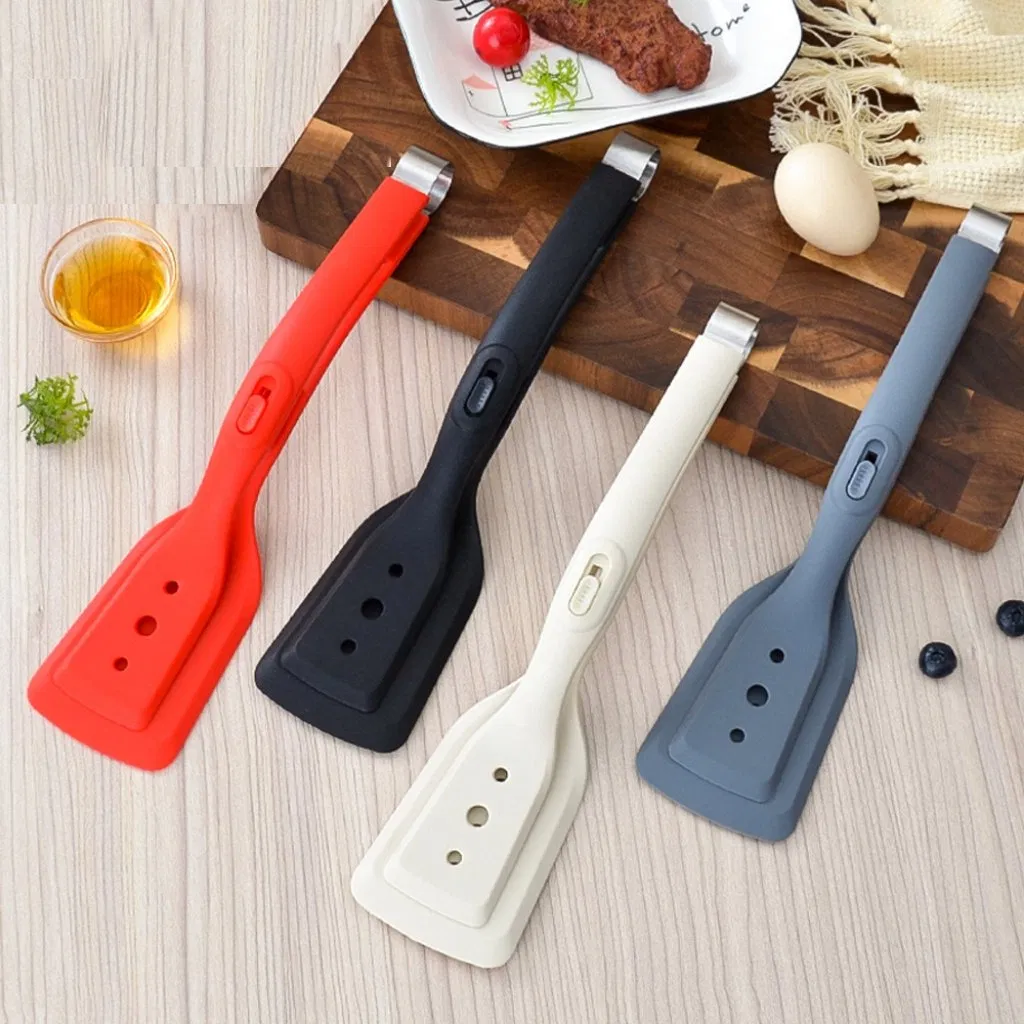 Heat-Resistant Silicone Spatula with Outdoor Barbecue Food Clips