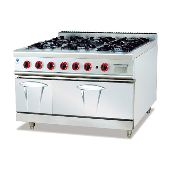 Heavy Duty Gas Range with 4-Burner and Lava Rock Grill
