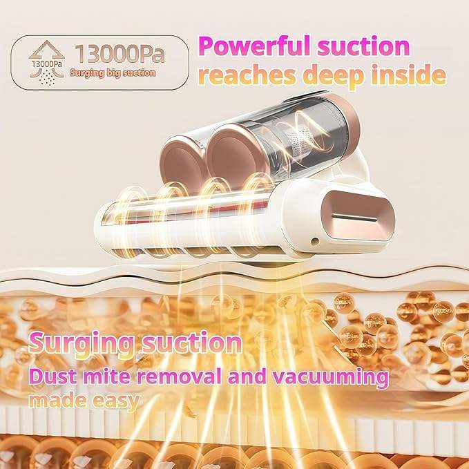 Strong Suction Wireless Large 520ml Dust Cup UV Vacuum Cleaner for Quilt Dust Mite Removal