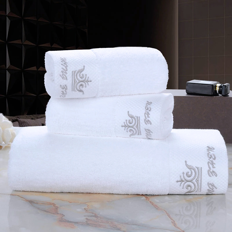 Elegant Diamond Band Woven Design Towels for Boutique Hotel Bathrooms