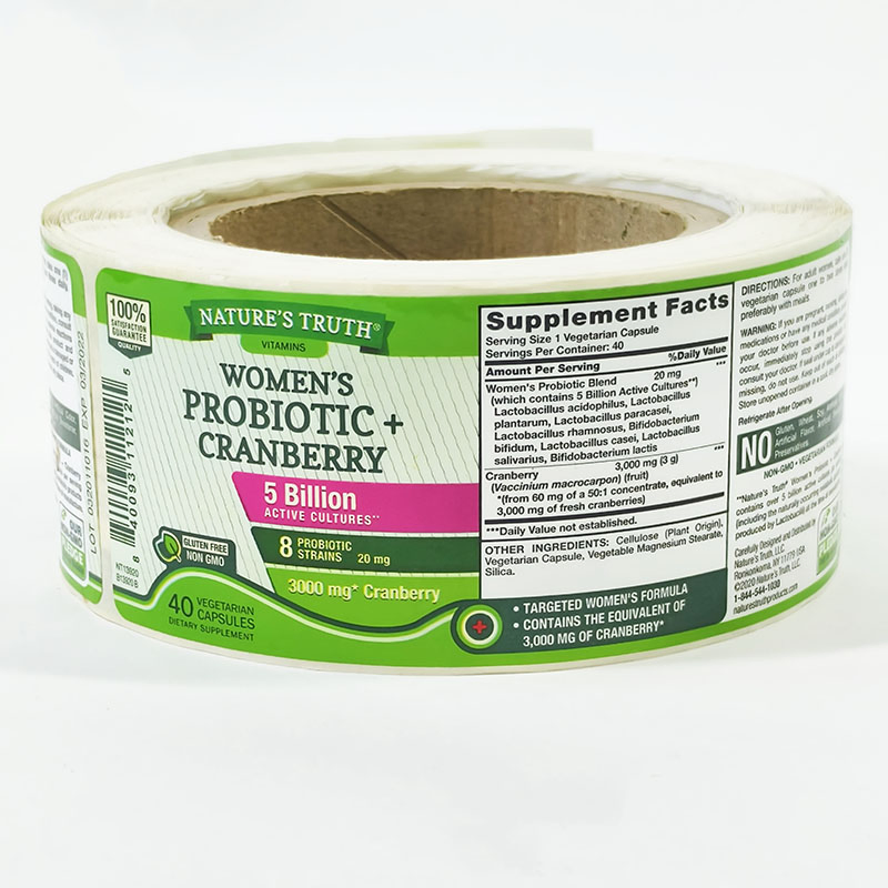Moisture Resistant Supplement Labels for Long Term Storage