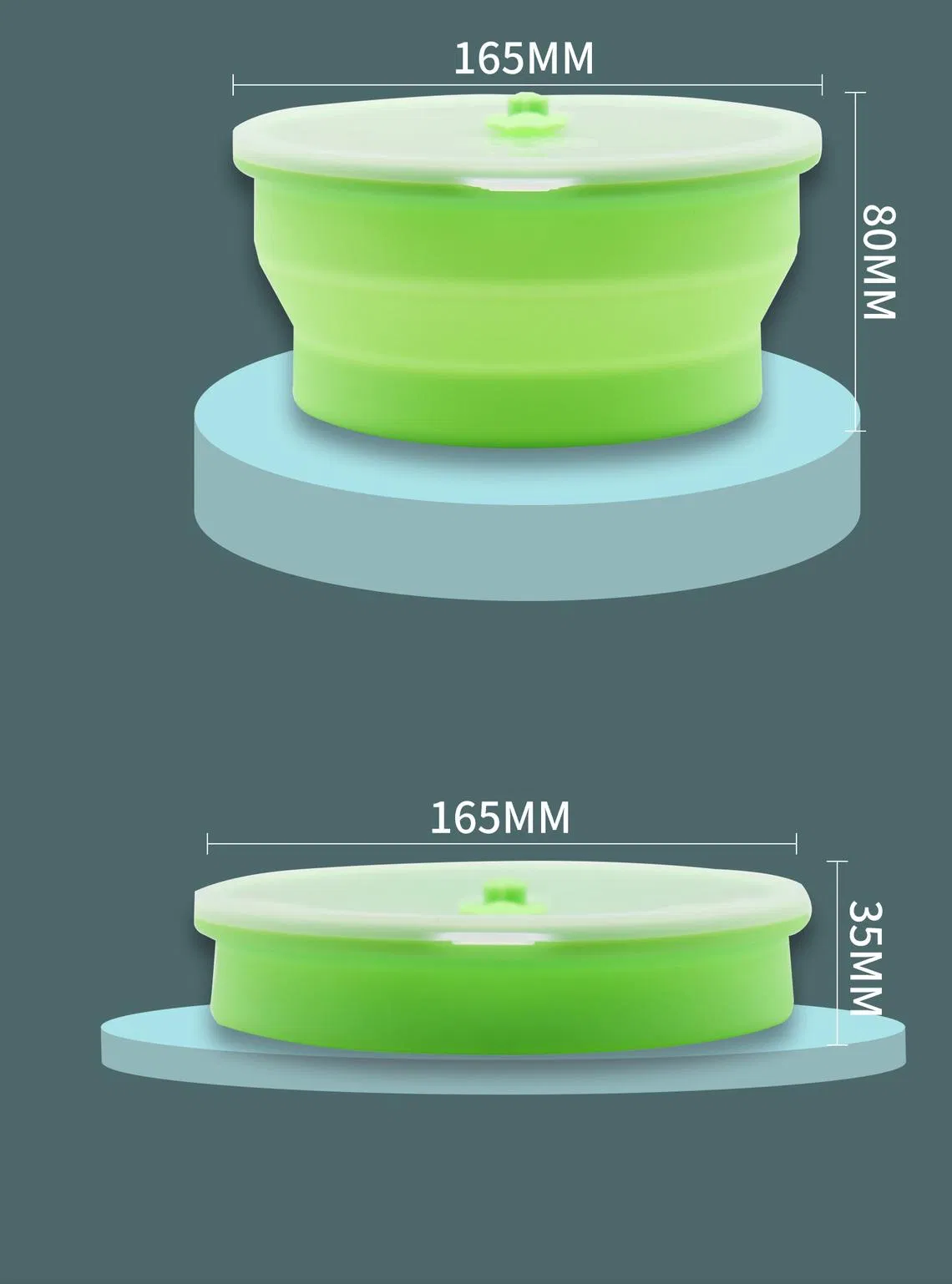 Silicone Sealed Fresh-Keeping Box, Refrigerator Kitchen Lunch Box, Microwave Heating Round Lunch Box.