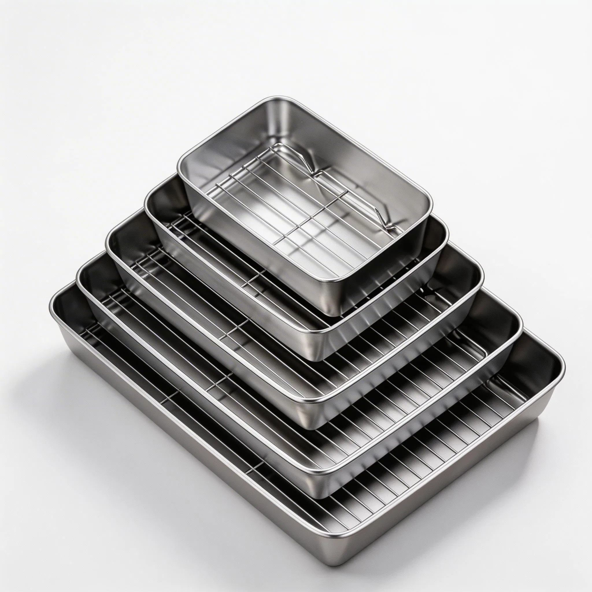 Sustainable Stainless Steel Tableware Food Tray Durable Food Container Metal Plate for Kitchen Use