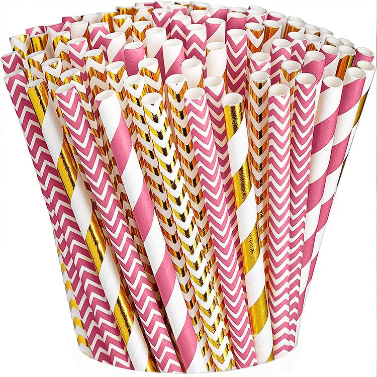 10mm/11mm/12mm Biodegradable Disposable Drinking Straws Paper Straw with Customized Logo Printed