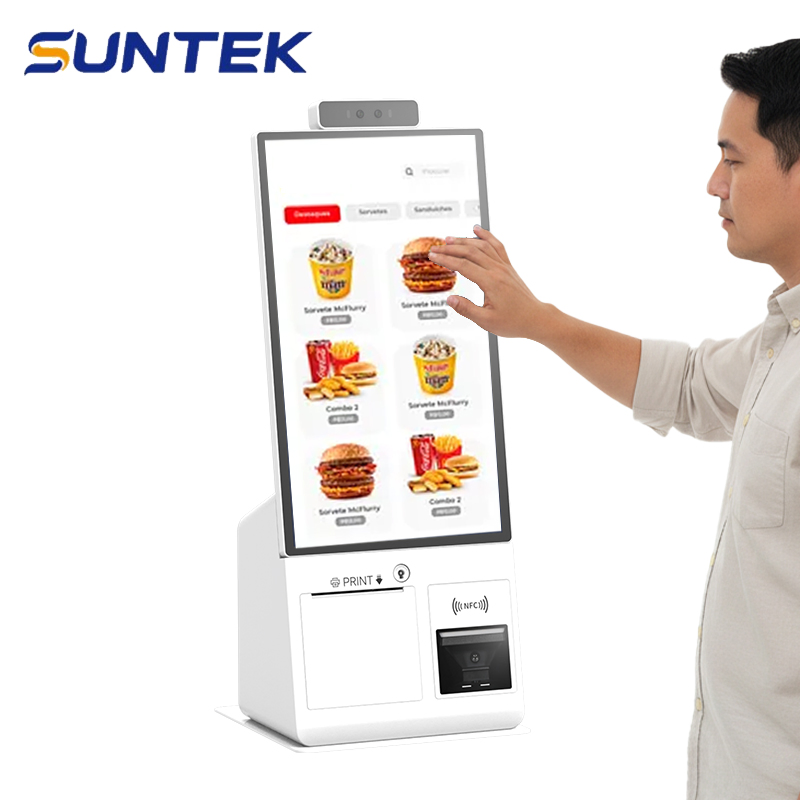 15.6 Inch Food Order Machine Suntek Self Order Kiosk in Restaurant Full HD LCD Screen Kfc Self Service Checkout Kiosk