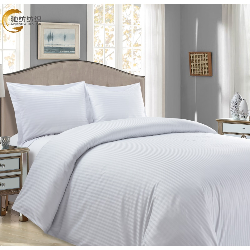 1cm Stripe 250tc Hotel Bed Linen 50% Cotton 50% Polyester Home/Hotel Duvet Cover and Pillow Case Set