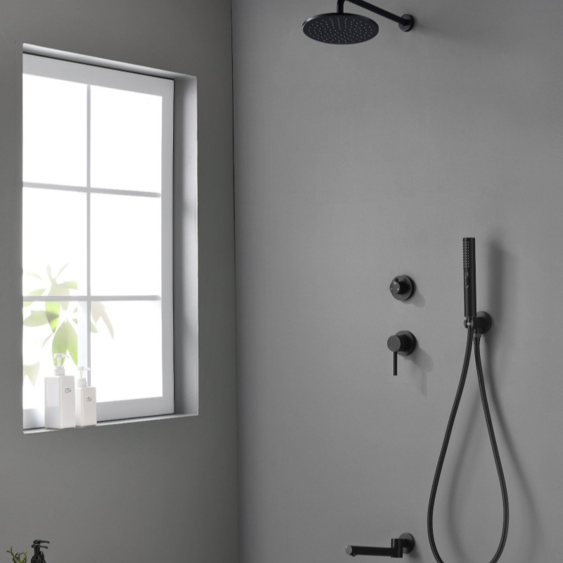 Luxury Brushed Gold Rain Shower System Square Bathroom Thermostatic Shower Mixer Faucet