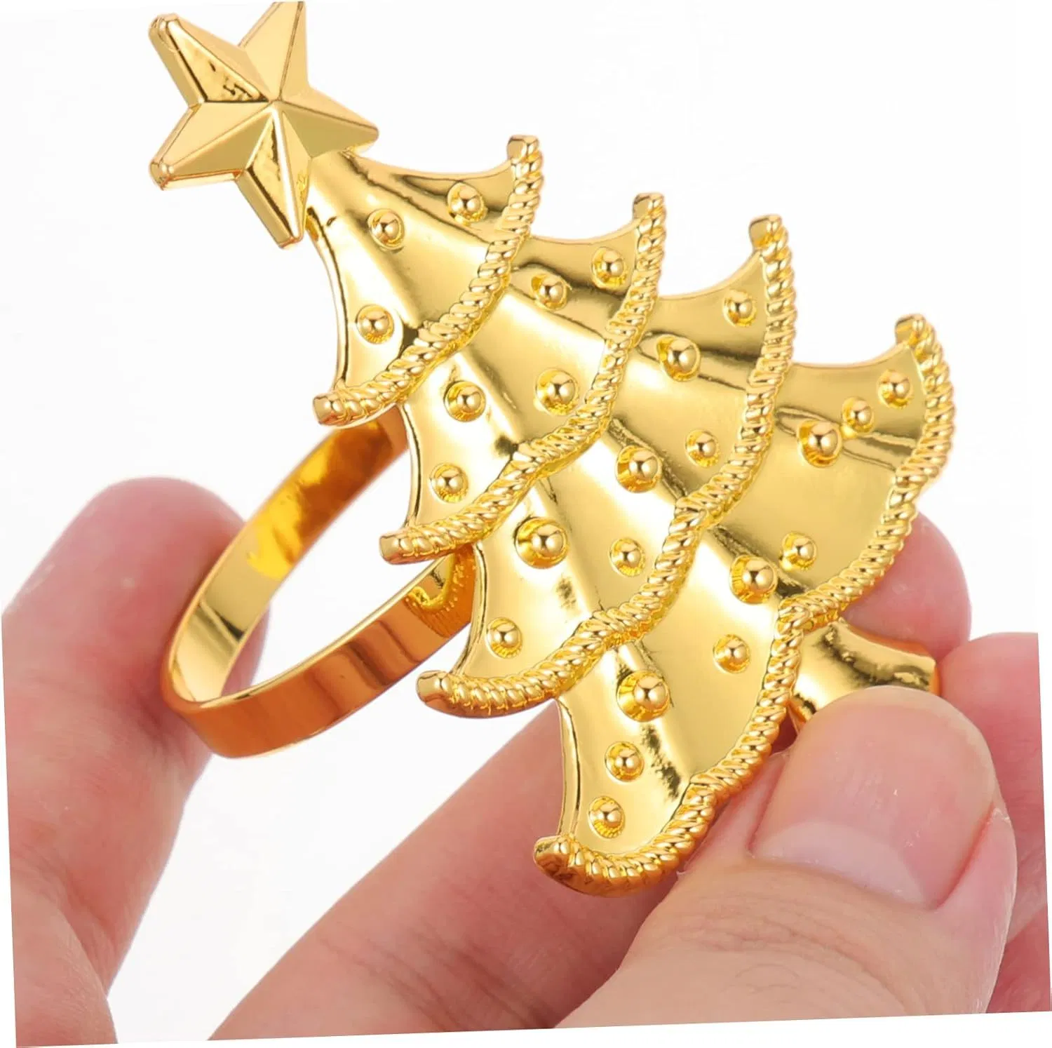 Christmas Tree Napkin Rings Gold Napkin Buckle Table Decorations