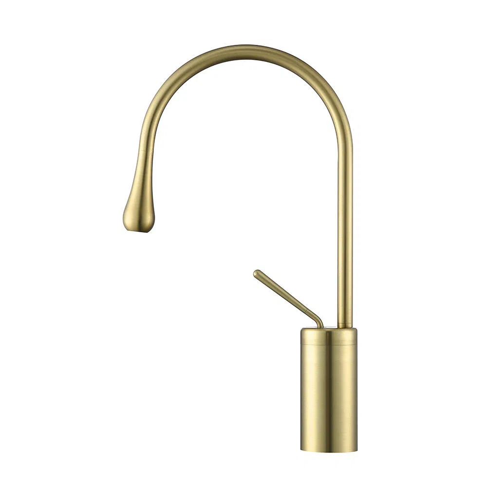 Sanitary Ware Single Hole Modern Brushed Gold Waterfall Bathroom Wash Basin Water Sink Mixer Taps Washing Brass Faucet