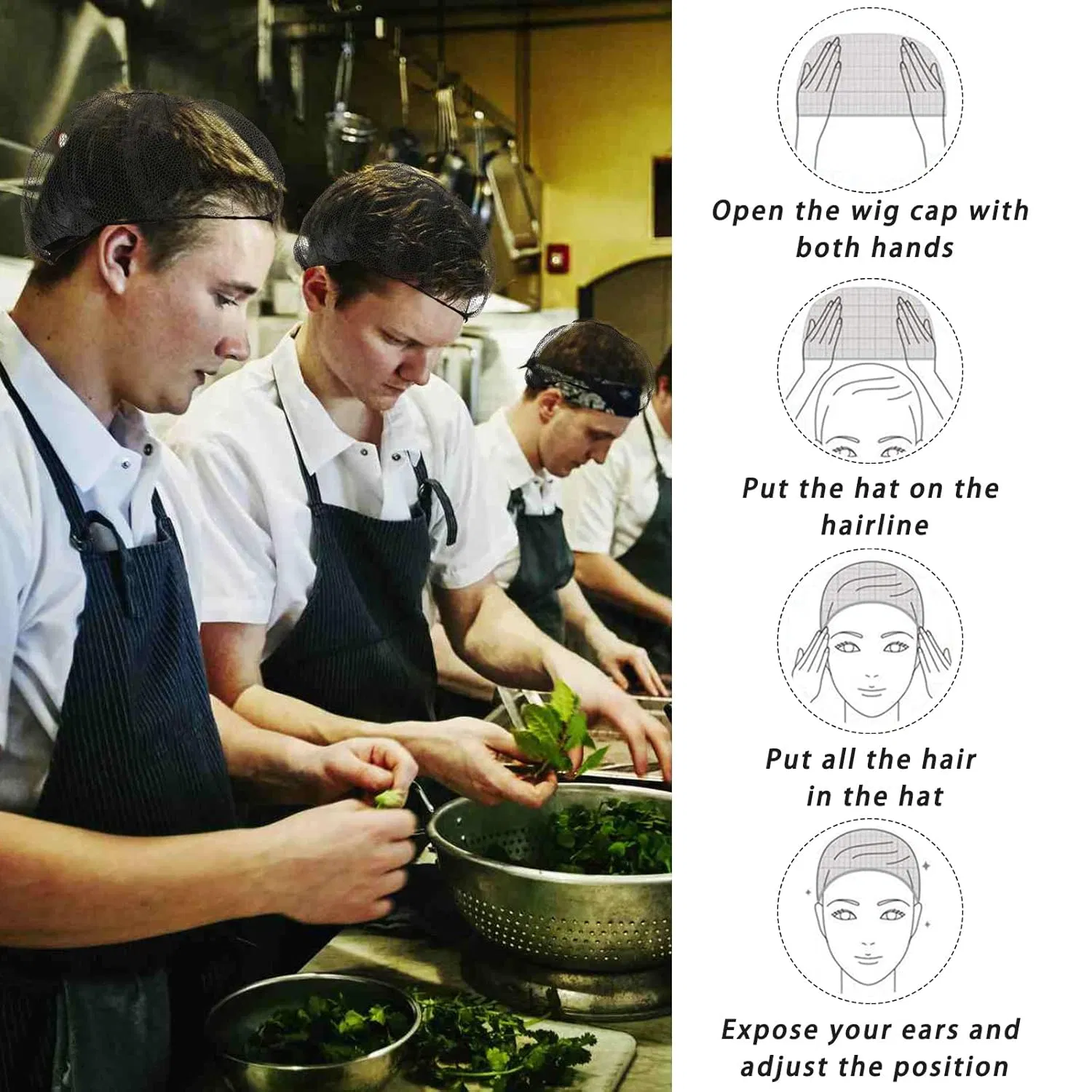 White High Quality Durable Disposable Dust-Proof Nylon Mesh Hairnet Cap