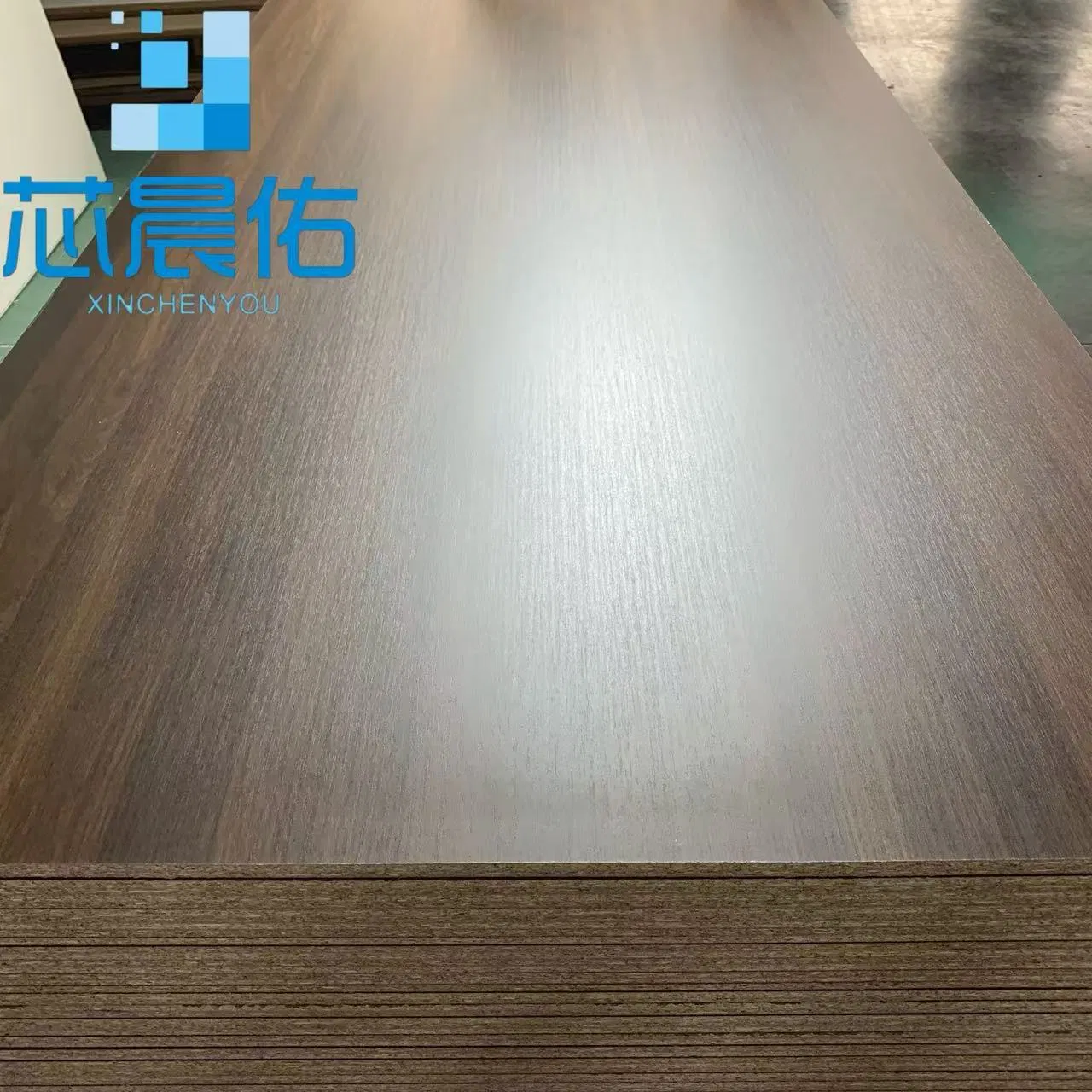 1220*2440*12mm Dark Walnut Wood Melamine Chipboard with Drizzle Surface