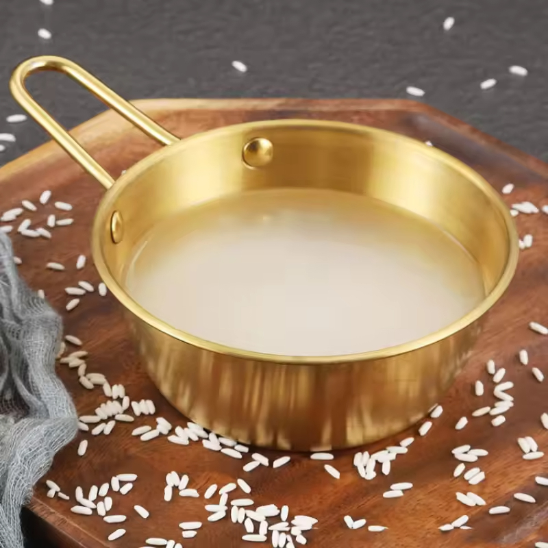 Korean 304 Stainless Steel Rice Wine Sauce Dish Dipping Serving Tray Bowls Metal Noodle Pickle Cooking Bowl with Handle