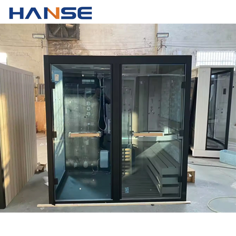 Угловая сауна-кабина из красного кедра с паром