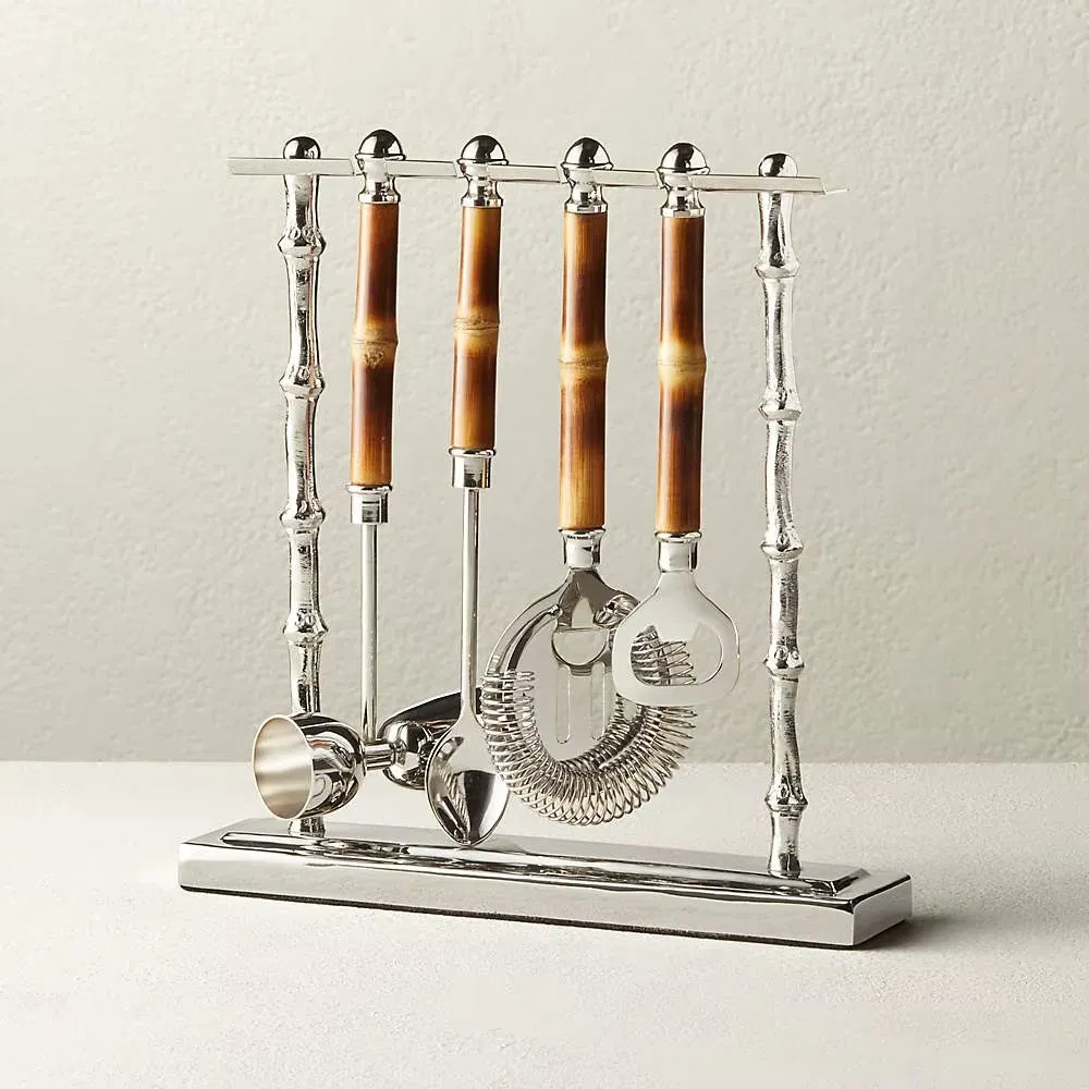 Custom Label Rattan Bar Tools Wine Bar Sets Beverage Serving Sets Serving Set Bartender Kit