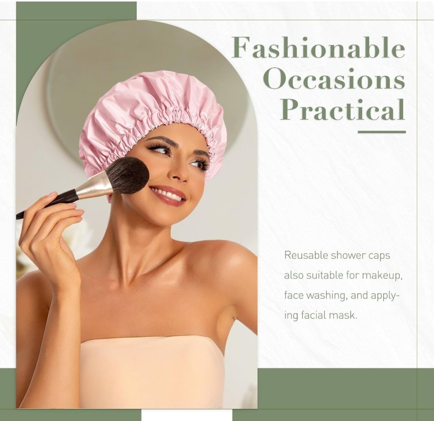 Reusable Shower Cap Large Waterproof Shower Bonnet Bath Hair Hat