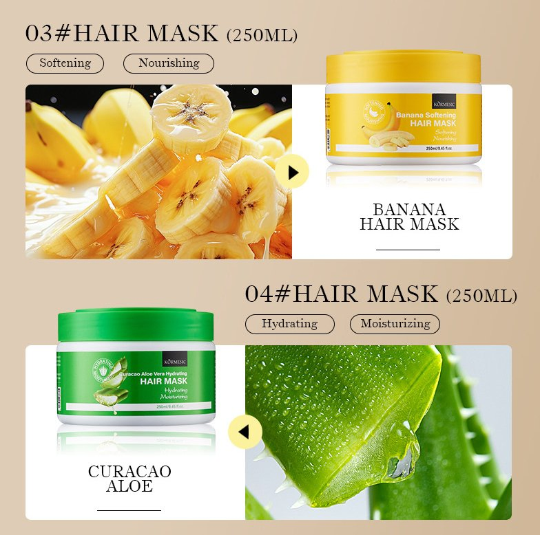 Online Wholesale and Retail Hair Mask Set Watermelon Lightweight Papaya Nourishing Aloe Vera Hydrating Banana Softening Hair Mask