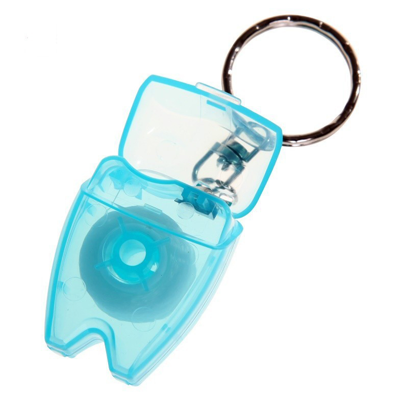 Tooth-Shaped Key Chain Dental Floss for Gum Care Flat-Line Design