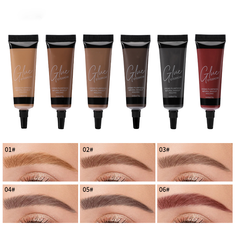 6 Colors Waterproof Sweat Proof Eyebrow Mascara with Natural Look Effect for Ladies