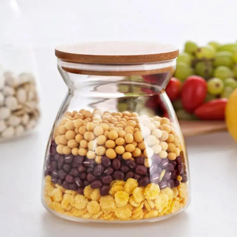 Wholesale Eco-Friendly 700ml Kitchen Storage Glass Jar with Bamboo Wood Lid