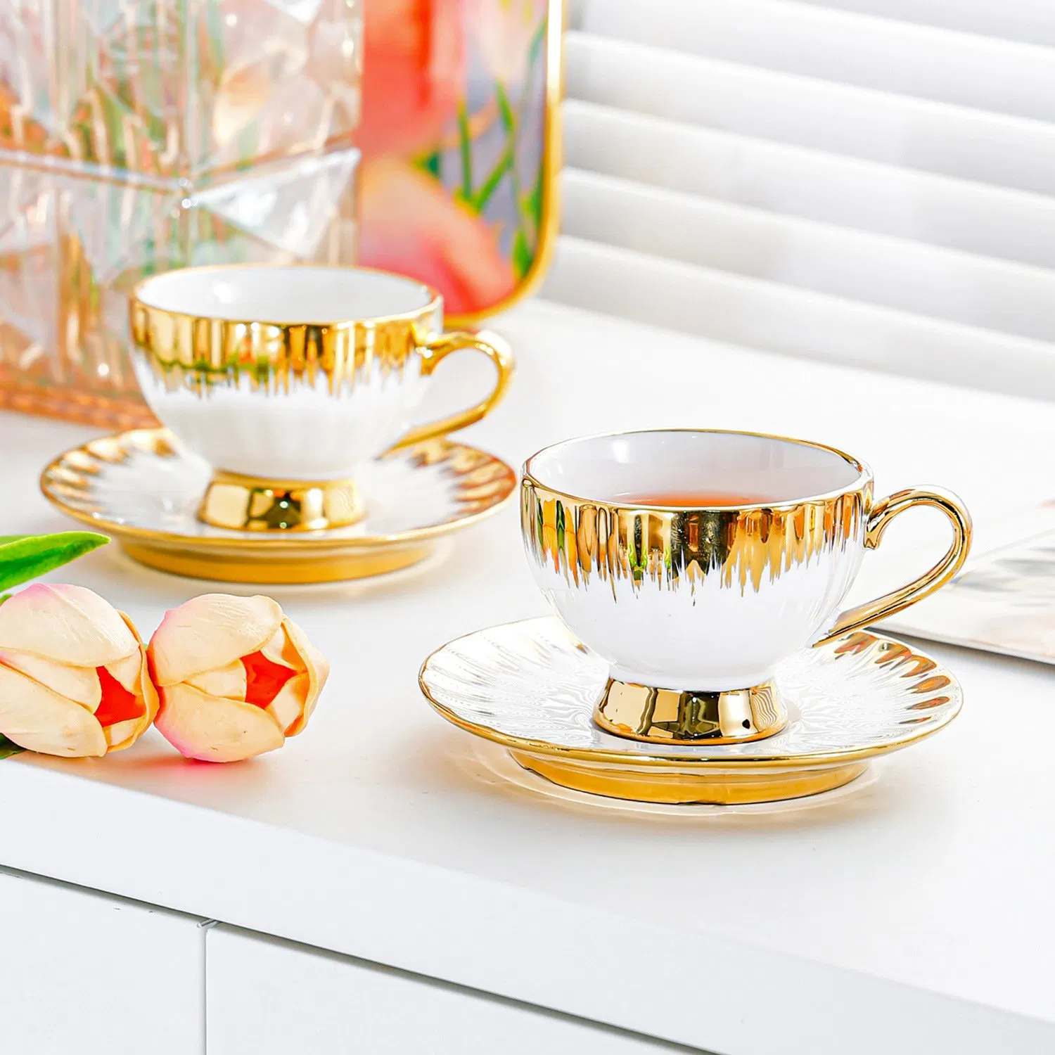 Чайный сервиз с позолотой, 100 мл, 1 шт.