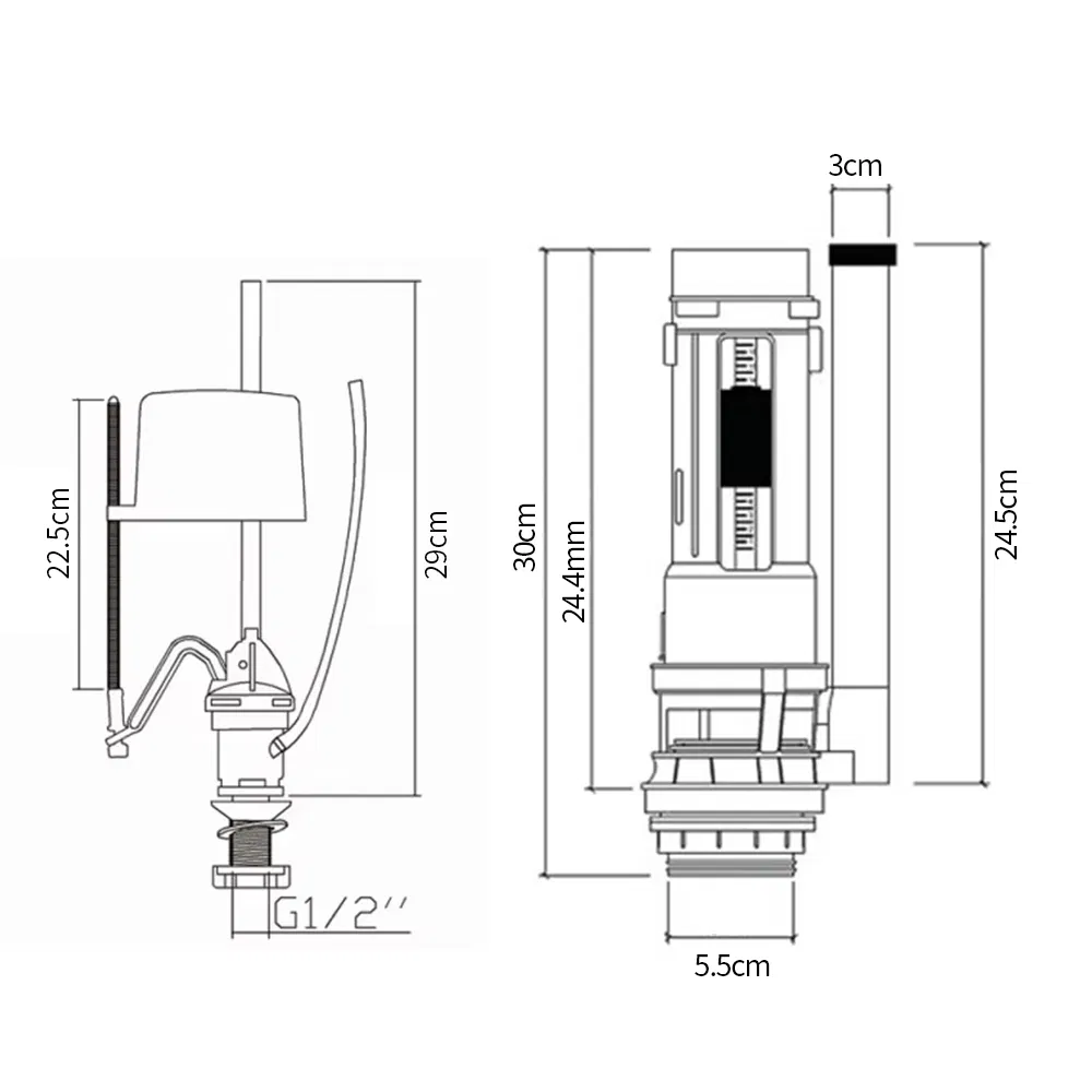 Bathroom Toilet Tank Fitting Filling Valve Set Water Saving Flush Valve