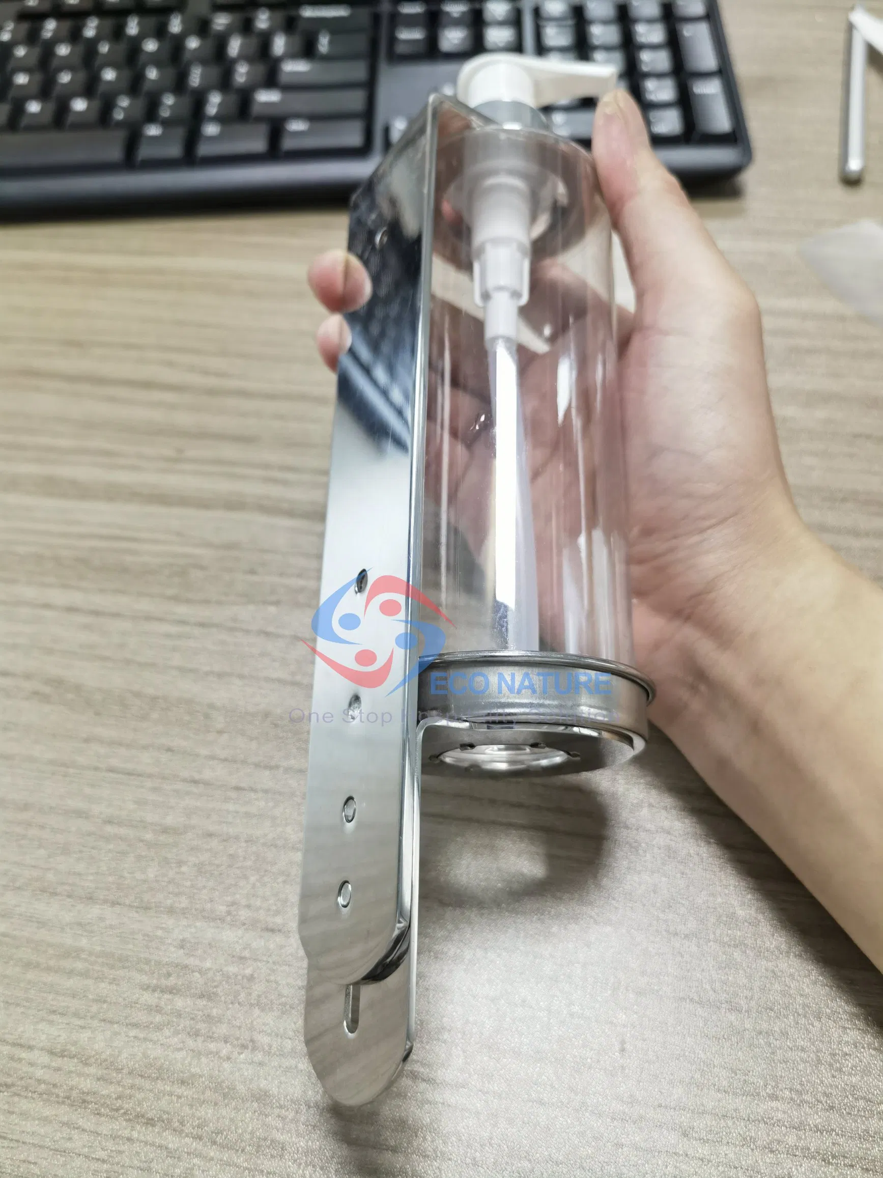 Wall Mounted Neck Locked 3 Chamber Hotel Liquid Soap Body Wash Shampoo and Conditioner Dispenser with Magnet Key Lock