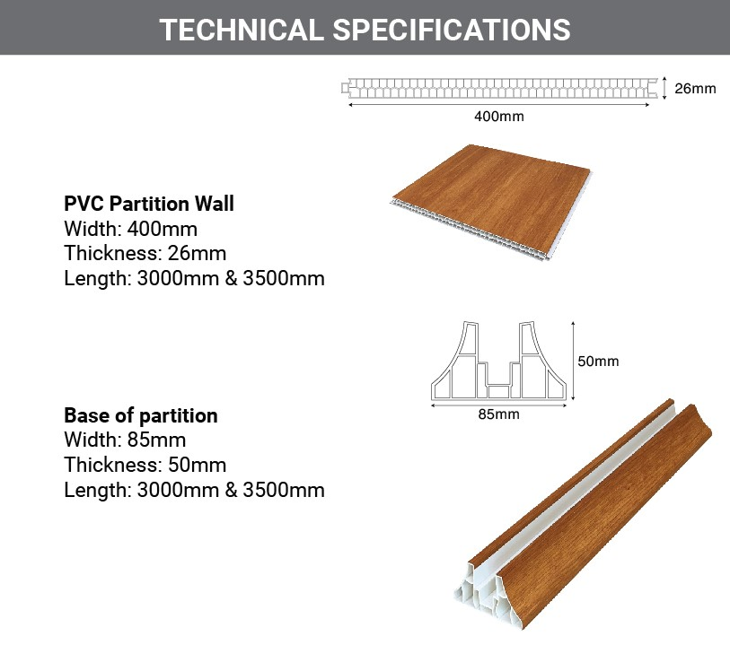 All-in-One PVC Partition Wall Eco-Friendly Waterproof Fire-Resistant Termite-Proof Easy to Set up