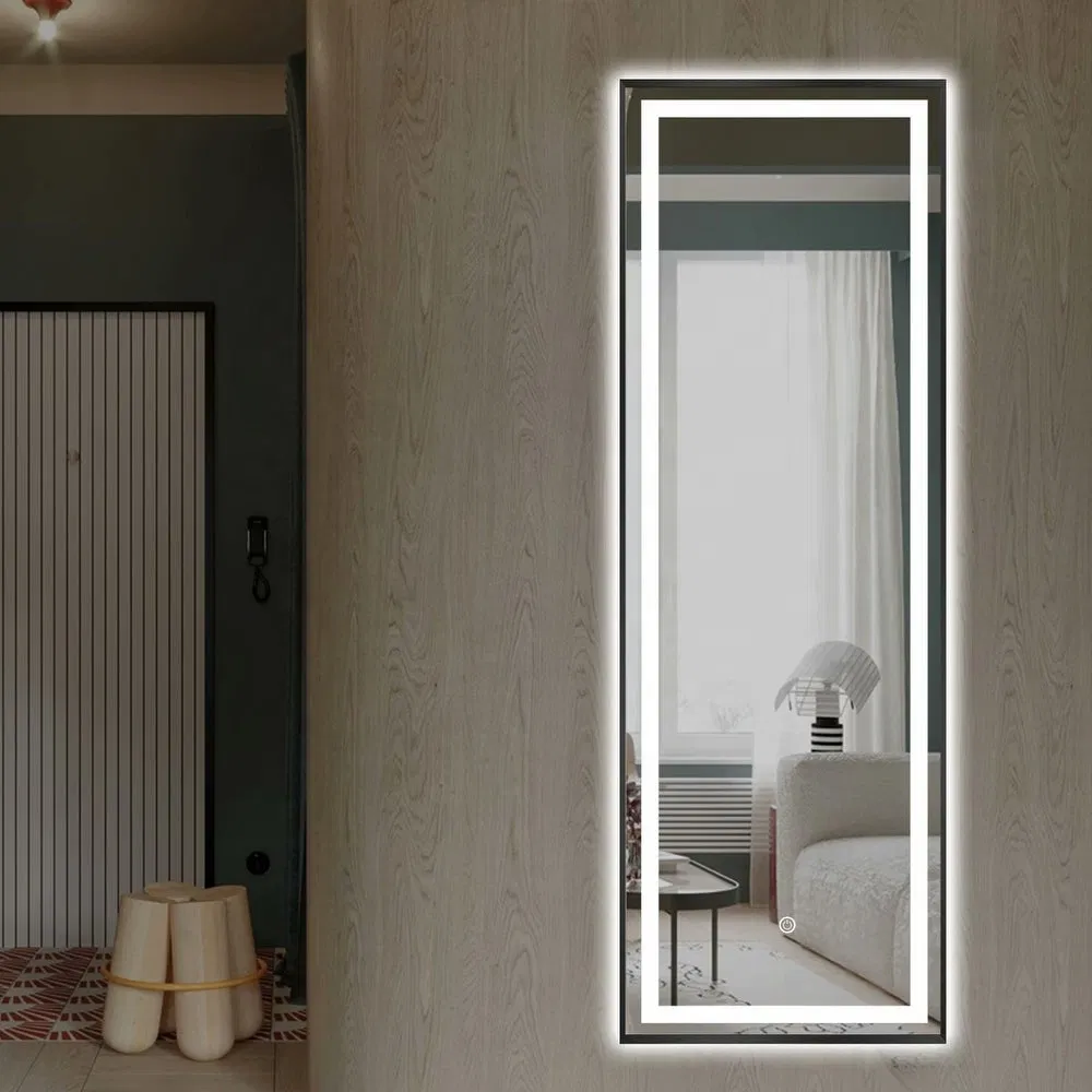 Waterproof Dimmable Lighting LED Wall Mirror Full Length Mirror Floor Mirror Dressing Mirror for Bathroom Bedroom Living Room with Smart Touch Button