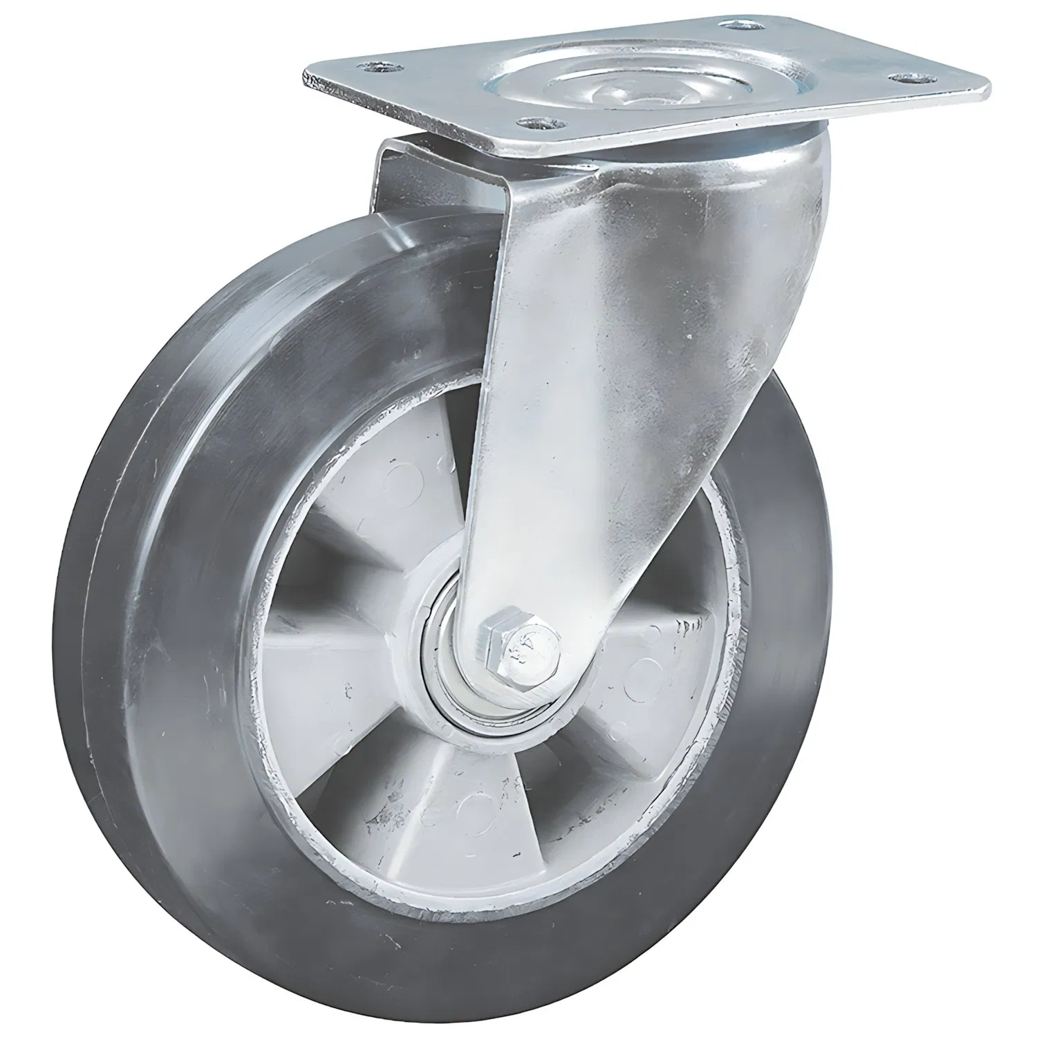 Swivel Rubber Caster Mold on Cast Aluminum W/Double Ball Bearing, a-Q03#