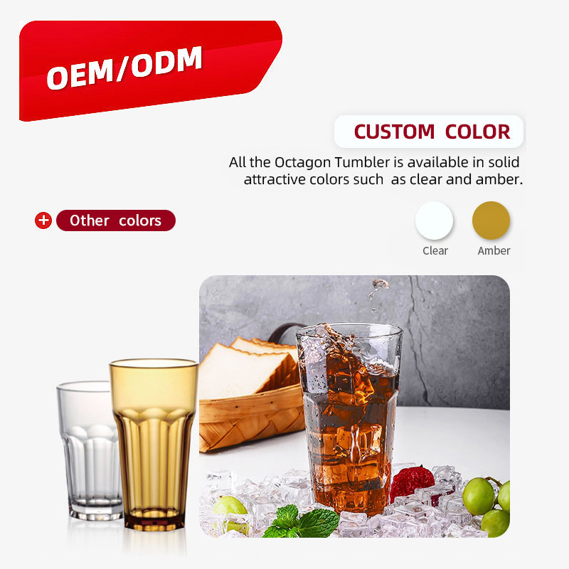 Custom Logo/Color Drinkware Plastic Polycarbonate Water Tumbler Cup Drinking Juice Glass 405ml