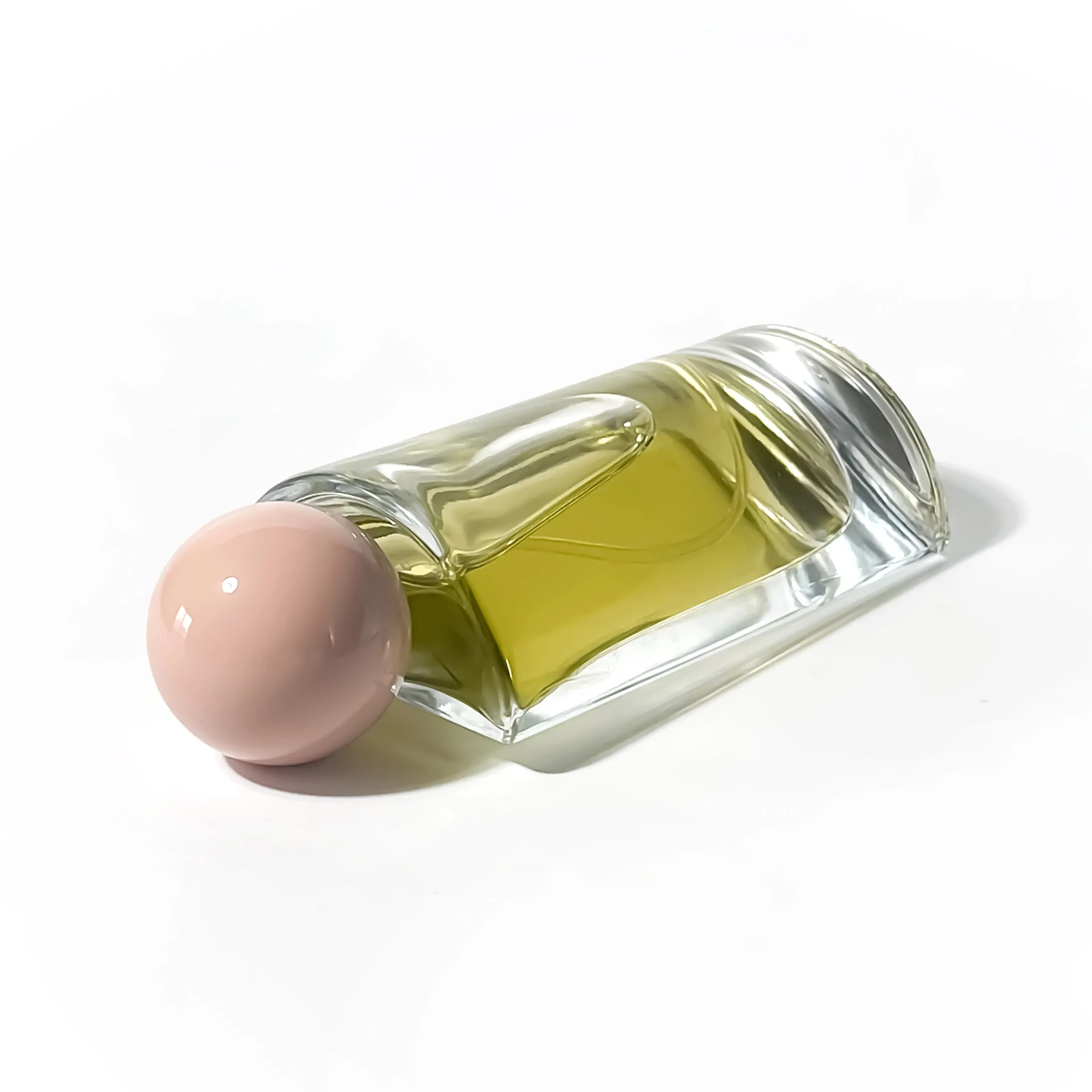 50ml Transparent Glass Perfume Bottle Semicircle Shaped Unique Fragrance Atomizer Square Cosmetic Packaging for Olive Oil Bottle