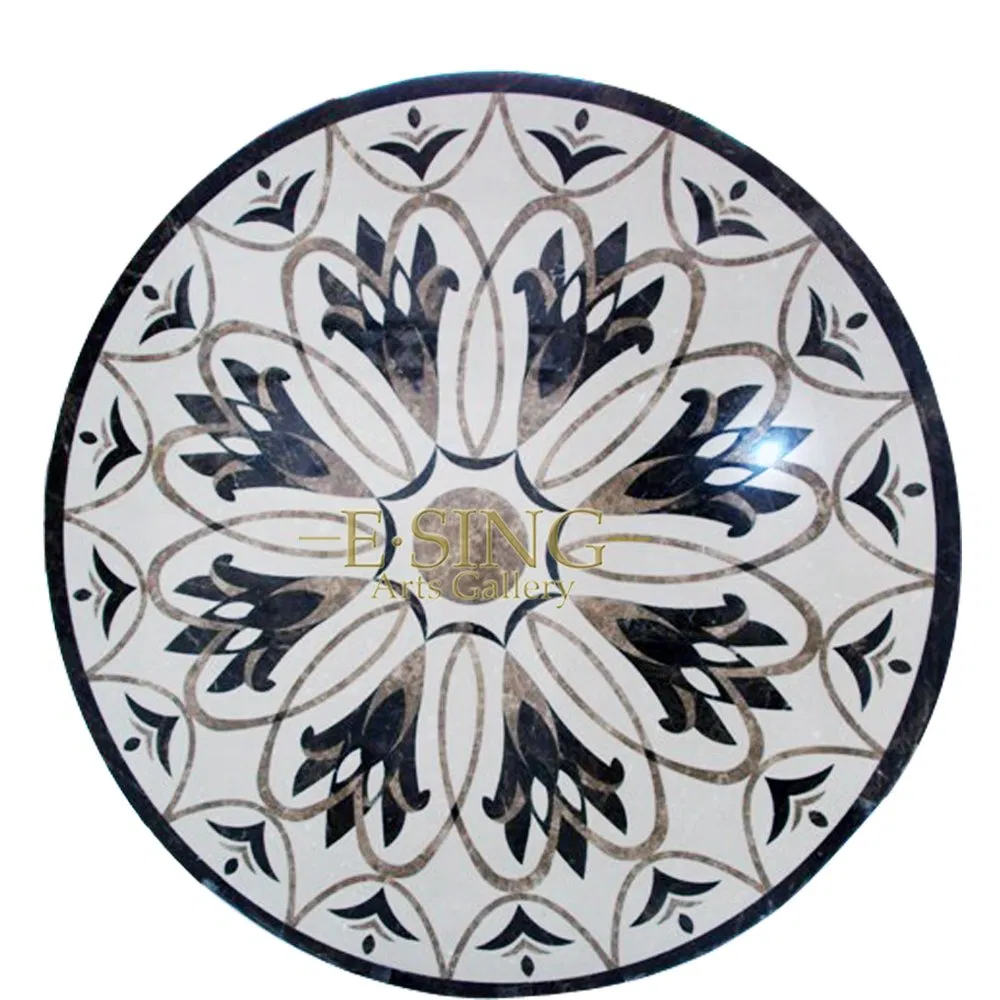 Мраморный медальон для пола 120 см, водная резка