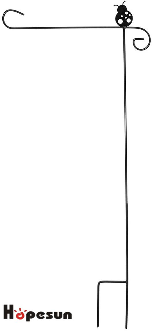 Hopesun Premium Garden Flag Pole Holder Metal Powder-Coated Weather-Proof Paint with One Tiger Clip and Two Spring Stoppers Without Flag