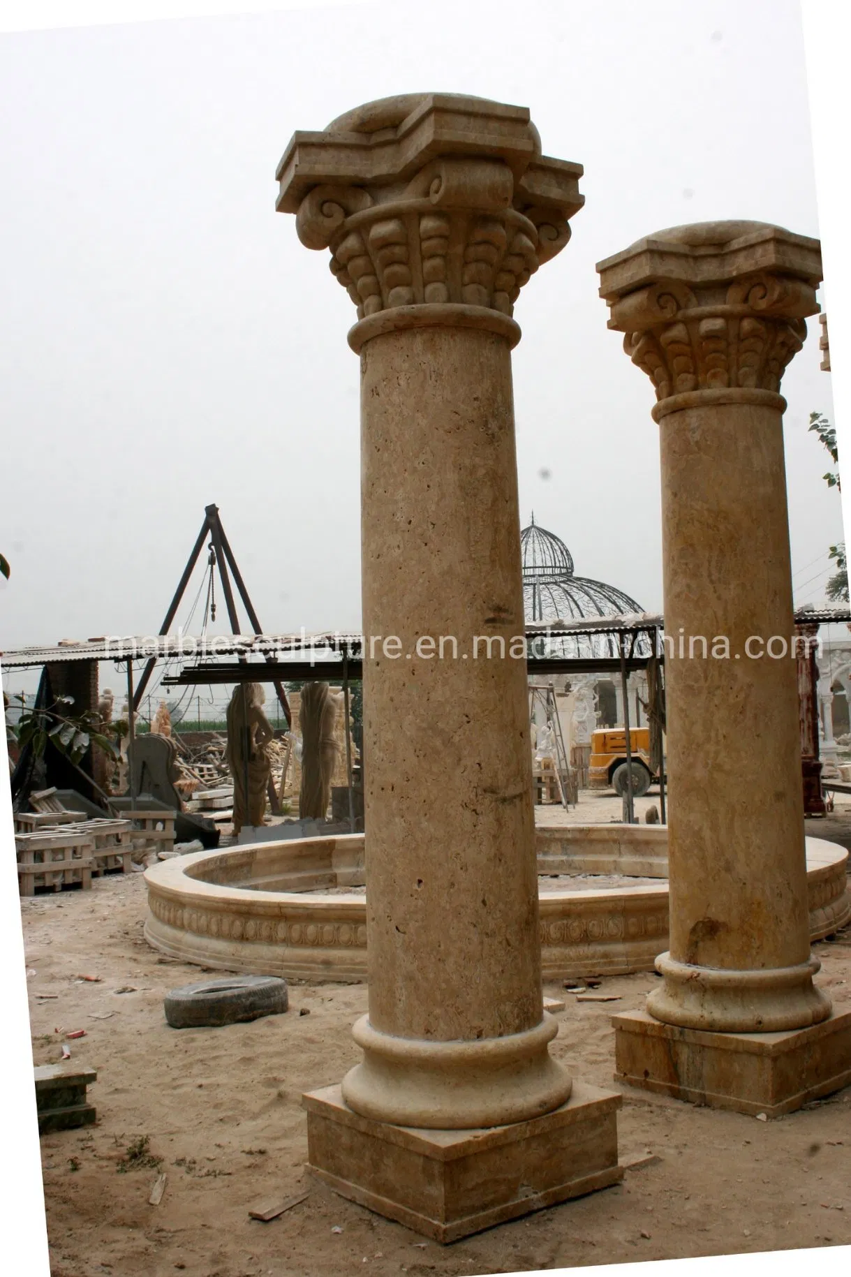 Gold Stone Sculpture Marble Column (SY-C014)