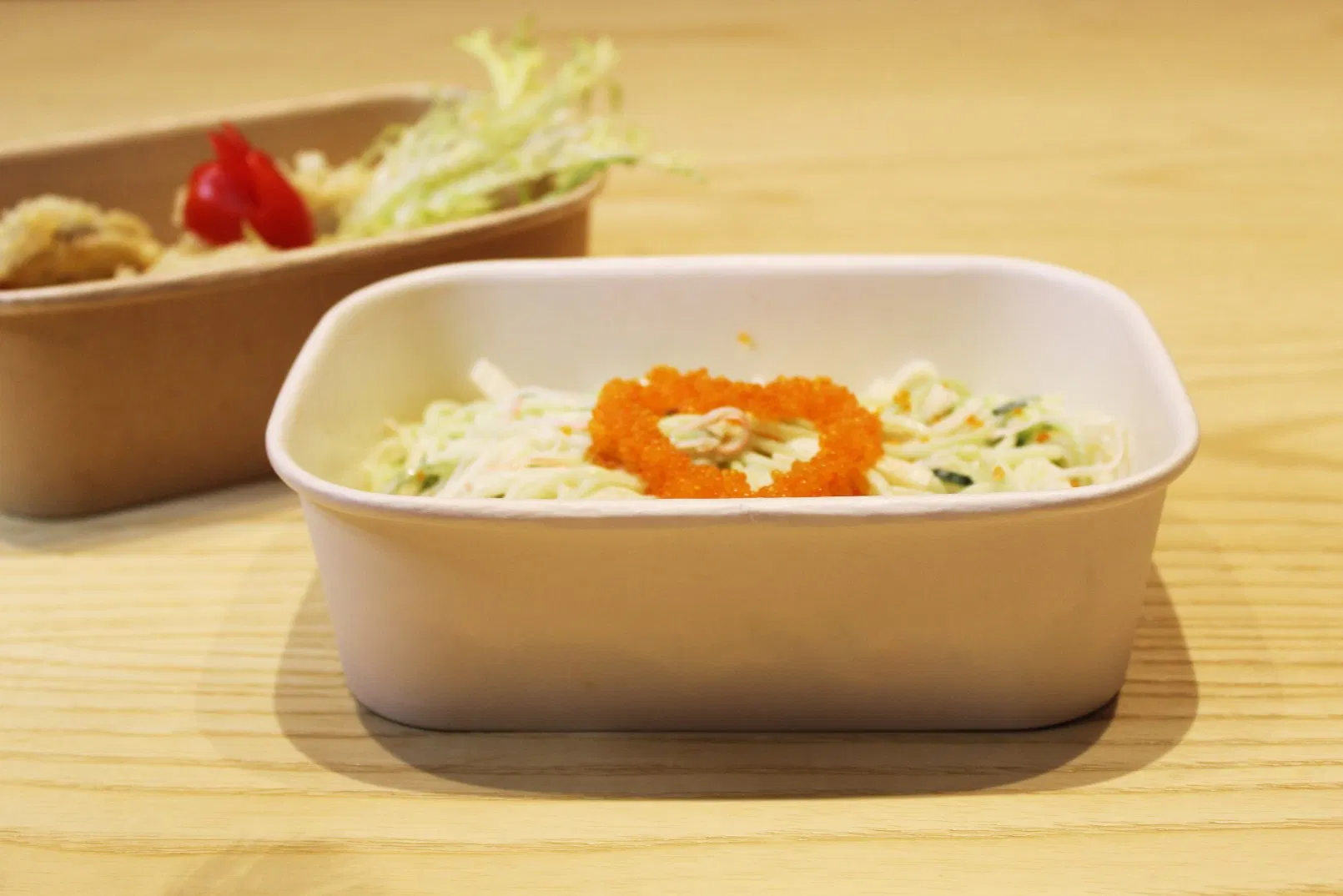 Kraft Super Bowl for Premium Plastic Free Custom Printed Paper Fast Disposable Food Takeaway Box