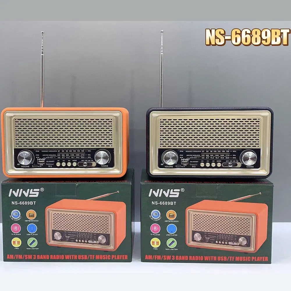 Радио-колонка NS-6689BT в деревянном корпусе с Bluetooth