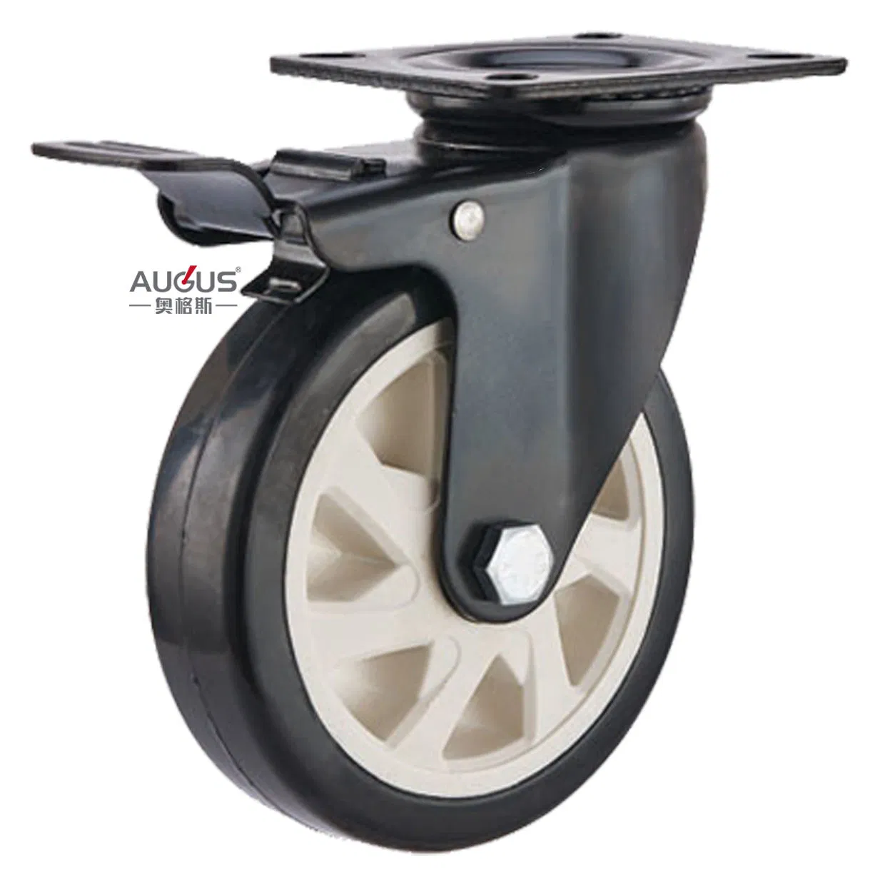 100-150mm Black PU Wheel Screw Trolley Medium Heavy Duty Caster Wheel