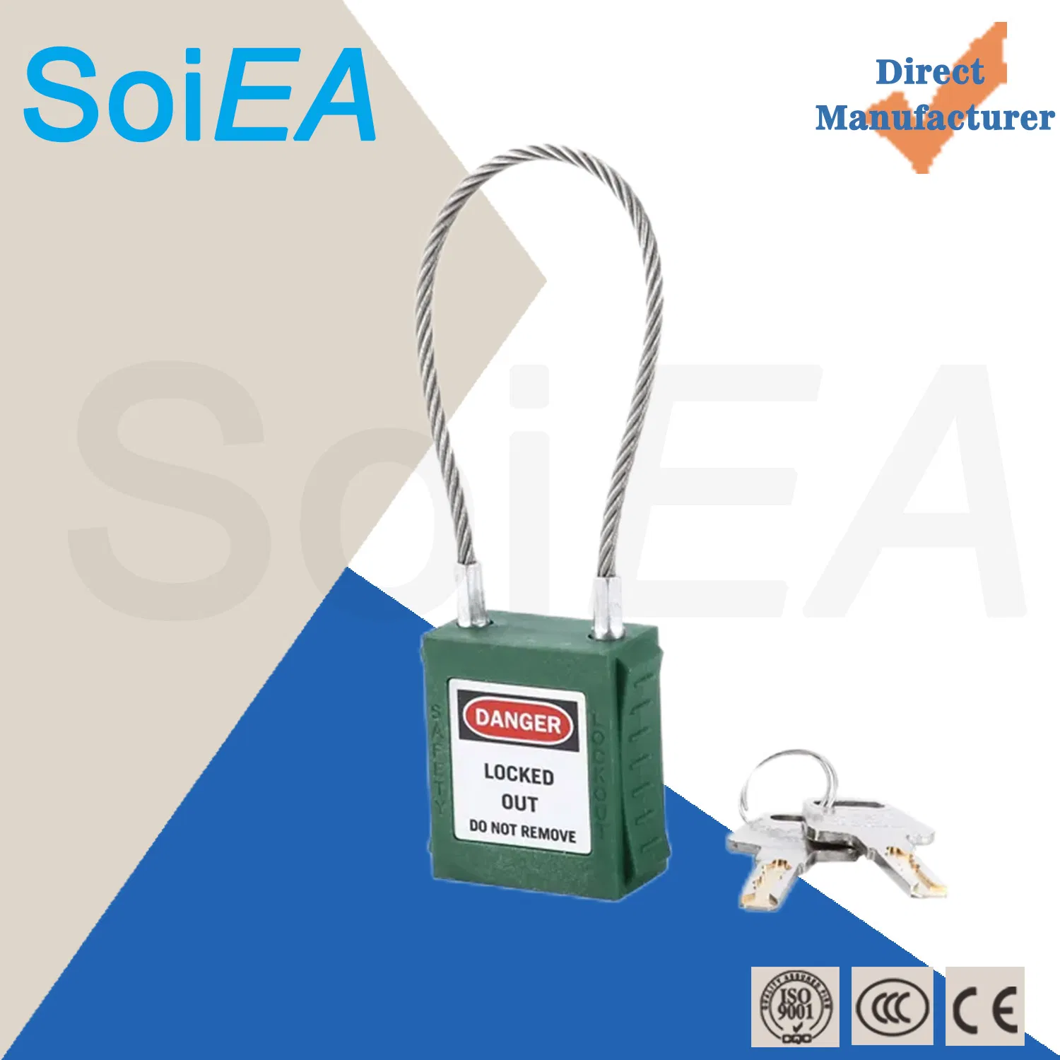 Lockout Tagout Industrial Safety Steel Cable Lock Dustproof Security Closed Shackle Stainless Steel Nylon Long Safety Padlock
