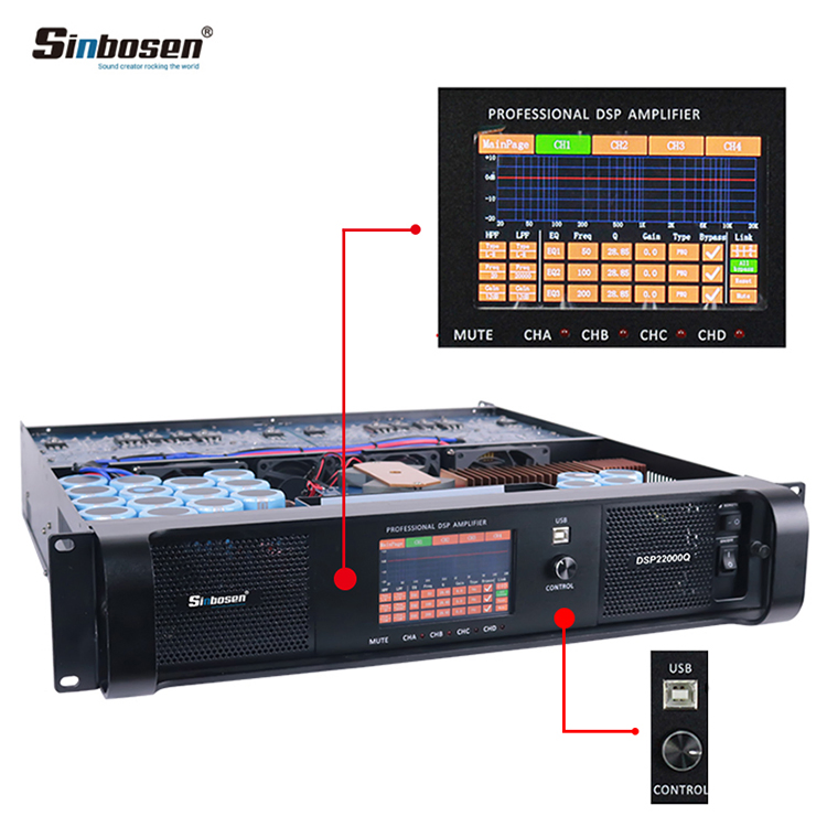 Sinbosen Professional DSP Amplifier Module DSP22000q 4 Channel 10000 Watt Power Amplifier