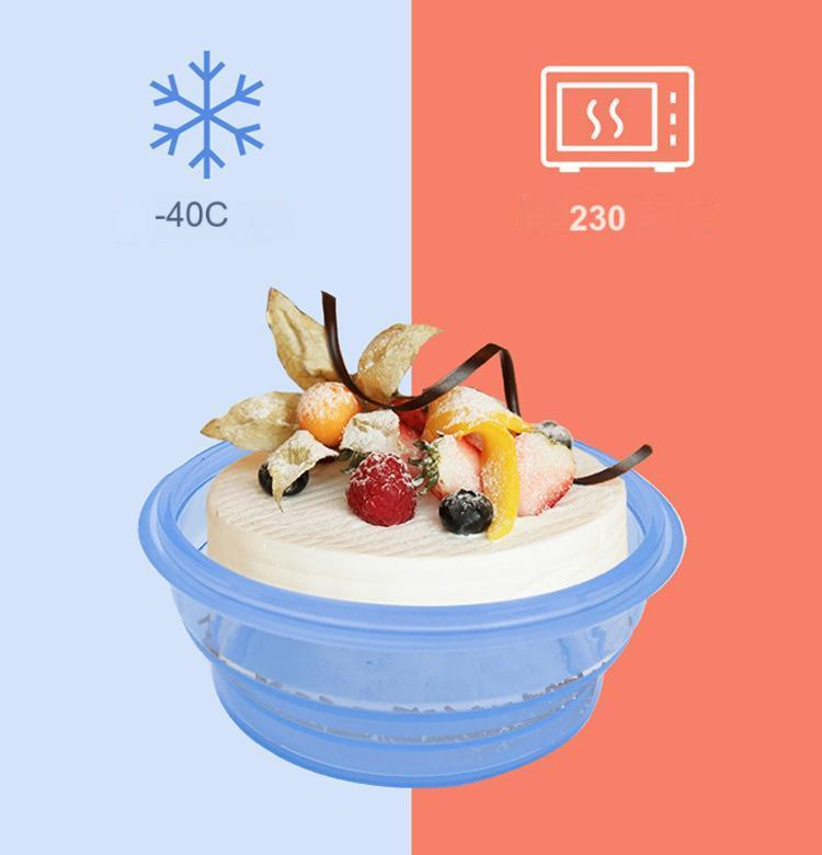 Retractable Outdoor Lunch Box, Sealed Fresh-Keeping Box, Microwaveable Lunch Box, Round Silicone Collapsible Lunch Box