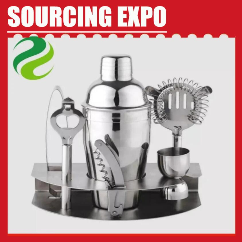 Premium Stainless Steel Bartender Kit with Jigger and Shaker Drink Mixing Stainless Steel Silver Bartender Set for Gift Tool Bartender Kit with Stainless Stand