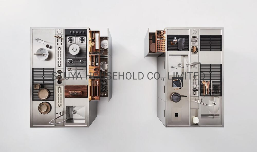 Modern Style Home Furniture Double Island Stainless Steel Kitchen Cabinet